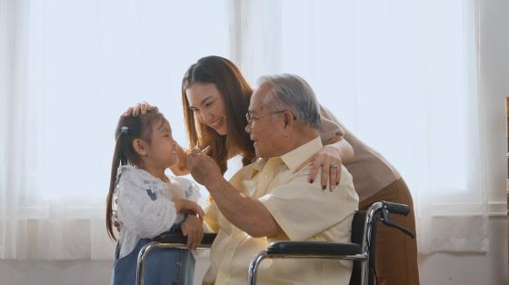 Family of 3 rejoicing to their home