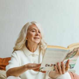 Elderly Woman Reading a Book