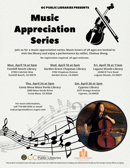 Music Appreciation Workshops - Cellist Flyer