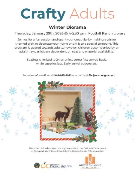 Foothill Ranch Library Winter Diorama Event Flyer on January 29, 2026