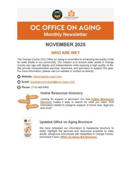 Office on Aging Newsletter - November 2025_Page1