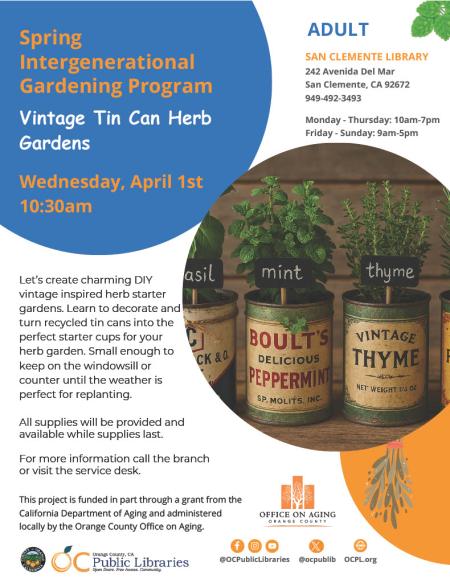 Vintage Tin Can Herb Garden